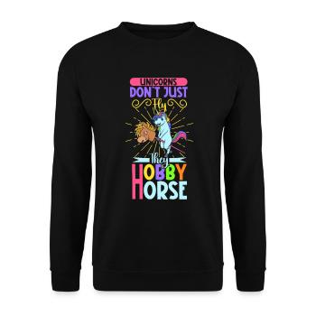 Unicorns can do more than fly - Hobby Horsing - Unisex Sweatshirt - black - Front - Alina (178cm) & Michal (187cm)