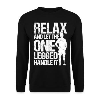 Funny prosthetic leg for amputees - Unisex Sweatshirt - black - Front - Alina (178cm) & Michal (187cm)