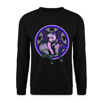 Furry Fandom Fursona Fursuit Fox Pentagram - Unisex Sweatshirt - black - Front - Alina (178cm) & Michal (187cm)