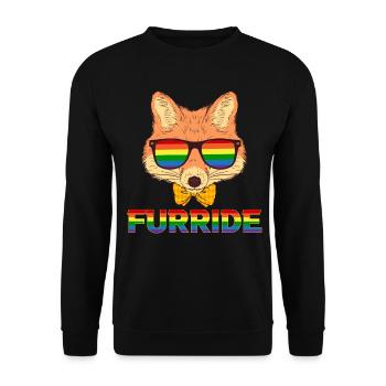 LGBTQ Furry Fandom Fursona Fursuit Fox - Unisex Sweatshirt - black - Front - Alina (178cm) & Michal (187cm)
