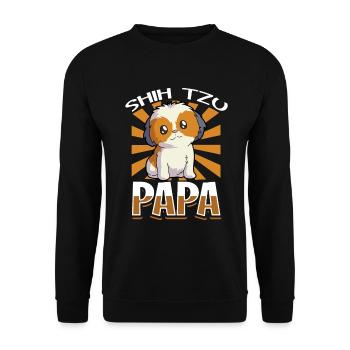 Shih Tzu Papa - Shih Tzu - Unisex Pullover - Schwarz - Vorne - Alina (178cm) & Michal (187cm)