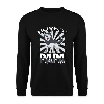 Husky Dad - Siberian Husky - Unisex Sweatshirt - black - Front - Alina (178cm) & Michal (187cm)