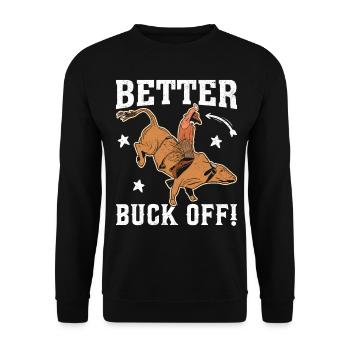 Lustiger Stierreiter Stierreitender Cowboy - Unisex Pullover - Schwarz - Vorne - Alina (178cm) & Michal (187cm)