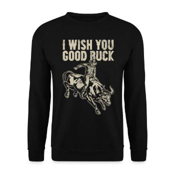 Stierreiter Stierreitender Cowboy - Unisex Pullover - Schwarz - Vorne - Alina (178cm) & Michal (187cm)