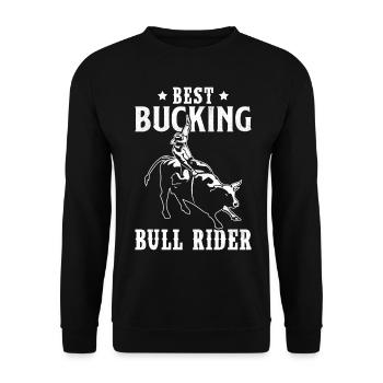 Stierreitender Cowboy - Unisex Pullover - Schwarz - Vorne - Alina (178cm) & Michal (187cm)