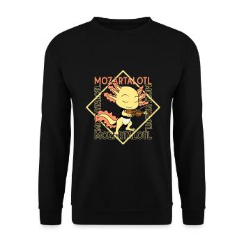 Mozartalotl - Axolotl an der Geige - Unisex Pullover - Schwarz - Vorne - Alina (178cm) & Michal (187cm)