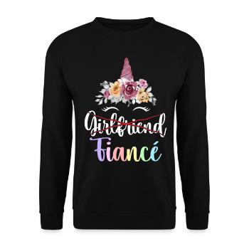 Verlobung Brautparty - Unisex Pullover - Schwarz - Vorne - Alina (178cm) & Michal (187cm)