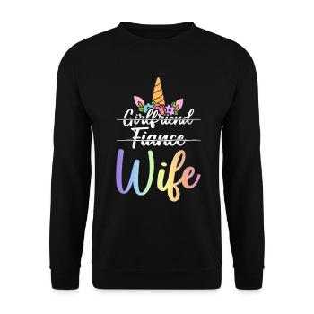 Verlobung Brautparty - Unisex Pullover - Schwarz - Vorne - Alina (178cm) & Michal (187cm)