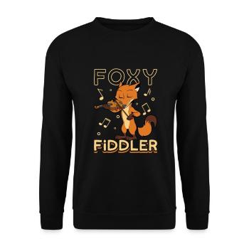 Foxy fiddler - Fuchs an der Geige - Unisex Pullover - Schwarz - Vorne - Alina (178cm) & Michal (187cm)