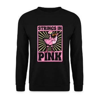 Cordes en rose - Flamingo au violon - Sweat-shirt Unisexe - noir - Devant - Alina (178cm) & Michal (187cm)