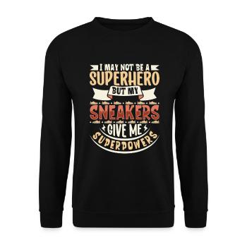 Meine Sneaker geben mir Superkräfte - Sneaker - Unisex Pullover - Schwarz - Vorne - Alina (178cm) & Michal (187cm)