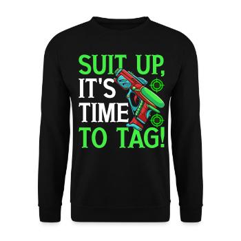 Lustiger Laser Tag Spieler - Unisex Pullover - Schwarz - Vorne - Alina (178cm) & Michal (187cm)