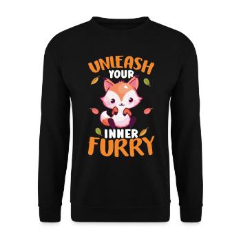 Furry Fandom Fursona Fursuit Fox - Unisex Sweatshirt - black - Front - Alina (178cm) & Michal (187cm)