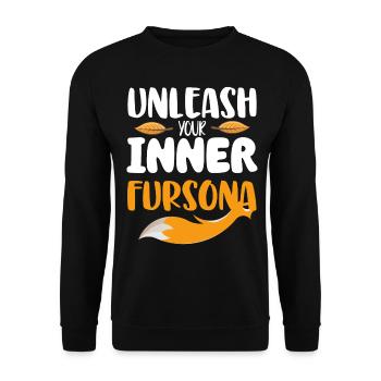 Furry Fandom Fursuit Fox - Unisex Sweatshirt - black - Front - Alina (178cm) & Michal (187cm)