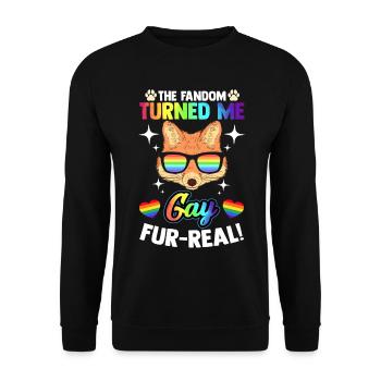 LGBTQ Furry Fandom Fursona Fursuit Fox - Unisex Sweatshirt - black - Front - Alina (178cm) & Michal (187cm)