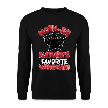 Mothman Kryptide Kryptozoologie - Unisex Pullover - Schwarz - Vorne - Alina (178cm) & Michal (187cm)