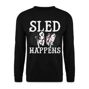 Funny Mushing Dog Sled Ride Musher - Unisex Sweatshirt - black - Front - Alina (178cm) & Michal (187cm)
