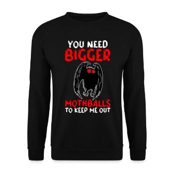 Lustiger Mothman Kryptide Kryptozoologie - Unisex Pullover - Schwarz - Vorne - Alina (178cm) & Michal (187cm)