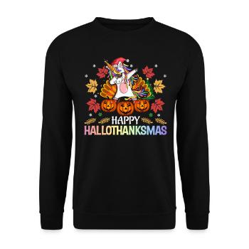 Halloween Thanksgiving Turkey Pumpkin - Unisex Sweatshirt - black - Front - Alina (178cm) & Michal (187cm)