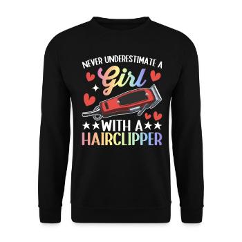 Hairdresser Hairdresser - Unisex Sweatshirt - black - Front - Alina (178cm) & Michal (187cm)