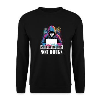 Ethical Hacker's Pride - Sniff Networks Not Drugs - Unisex Pullover - Schwarz - Vorne - Alina (178cm) & Michal (187cm)