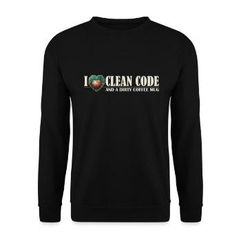 Ich liebe sauberen Code und schmutzige - Unisex Pullover - Schwarz - Vorne - Alina (178cm) & Michal (187cm)