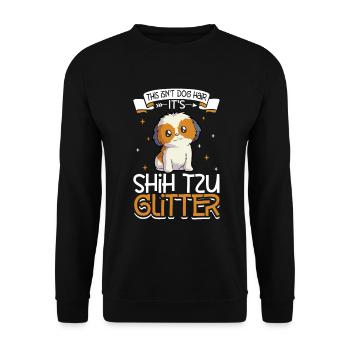 Shih Tzu Paillettes - Sweat-shirt Unisexe - noir - Devant - Alina (178cm) & Michal (187cm)