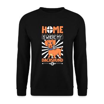 La maison est là où se trouve mon teckel - Dackel - Sweat-shirt Unisexe - noir - Devant - Alina (178cm) & Michal (187cm)