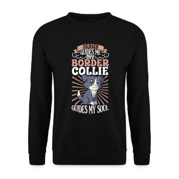 Jésus et mon Border Collie - Sweat-shirt Unisexe - noir - Devant - Alina (178cm) & Michal (187cm)