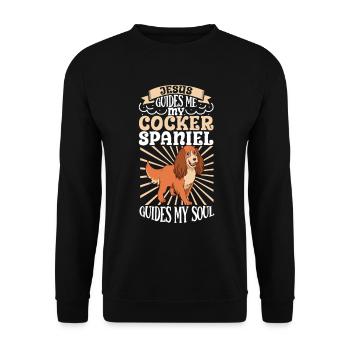 Jésus et mon Cocker Spaniel - Sweat-shirt Unisexe - noir - Devant - Alina (178cm) & Michal (187cm)