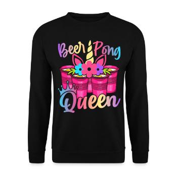 Bier-Pong-Mädchen-Trinkspiel - Unisex Pullover - Schwarz - Vorne - Alina (178cm) & Michal (187cm)