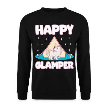 Glamping Wohnmobil Camping - Unisex Pullover - Schwarz - Vorne - Alina (178cm) & Michal (187cm)