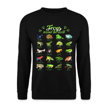 Frösche der Welt - Frosch - Unisex Pullover - Schwarz - Vorne - Alina (178cm) & Michal (187cm)