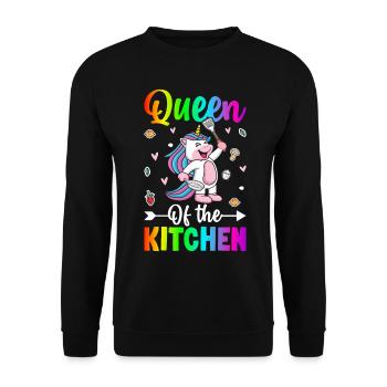 Köchin kocht - Unisex Pullover - Schwarz - Vorne - Alina (178cm) & Michal (187cm)