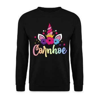 Cornhole-Spielerin Corn Hole - Unisex Pullover - Schwarz - Vorne - Alina (178cm) & Michal (187cm)