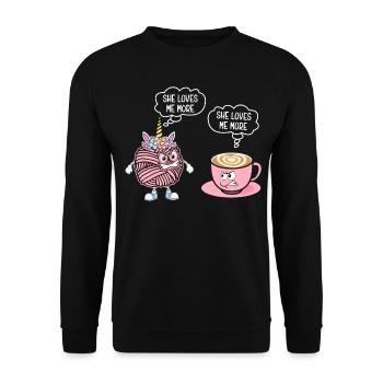 Lustig Häkeln Häkler Stricken - Unisex Pullover - Schwarz - Vorne - Alina (178cm) & Michal (187cm)