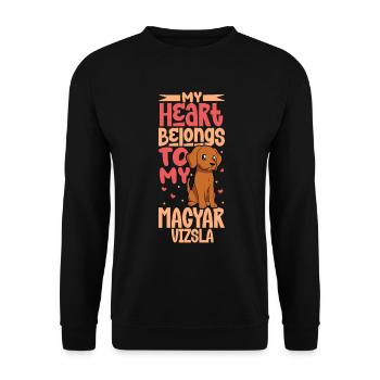 Hundeliebe - Magyar Vizsla - Unisex Pullover - Schwarz - Vorne - Alina (178cm) & Michal (187cm)