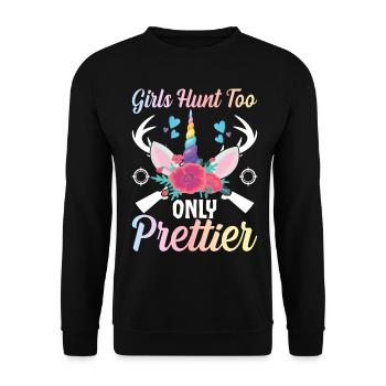 Chasse au cerf Fille Chasseresse - Sweat-shirt Unisexe - noir - Devant - Alina (178cm) & Michal (187cm)