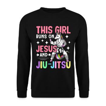 BJJ Mädchen Kampfsport - Unisex Pullover - Schwarz - Vorne - Alina (178cm) & Michal (187cm)