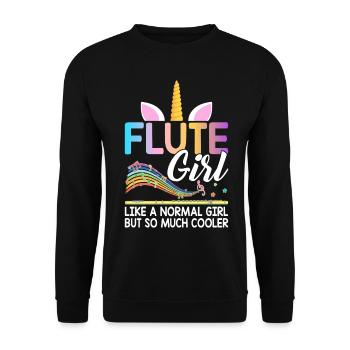 Flute player Flutist - Unisex Sweatshirt - black - Front - Alina (178cm) & Michal (187cm)