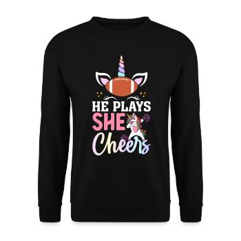 Funny soccer player - Unisex Sweatshirt - black - Front - Alina (178cm) & Michal (187cm)
