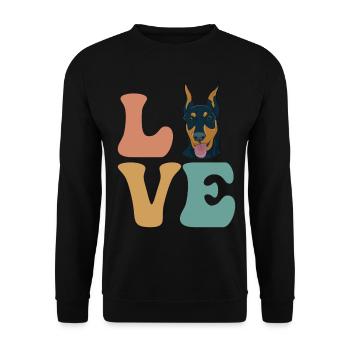 Dobermann Hund - Unisex Pullover - Schwarz - Vorne - Alina (178cm) & Michal (187cm)
