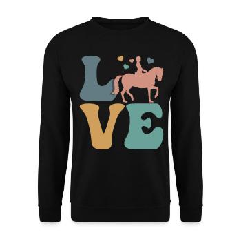 Dressur Reiten Reitsport - Unisex Pullover - Schwarz - Vorne - Alina (178cm) & Michal (187cm)