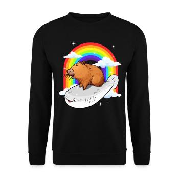 Drôle Sacabambaspis Poisson Meme Capybara Regenbog - Sweat-shirt Unisexe - noir - Devant - Alina (178cm) & Michal (187cm)