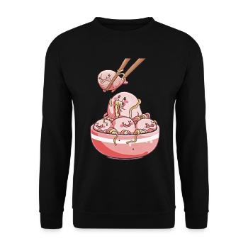 Kawaii Blob Fish Ramen Noodles Japanese Food - Unisex Sweatshirt - black - Front - Alina (178cm) & Michal (187cm)