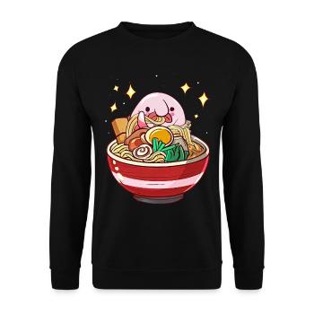 Kawaii Blob Fish Ramen Nouilles Cuisine Japonaise - Sweat-shirt Unisexe - noir - Devant - Alina (178cm) & Michal (187cm)