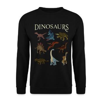 Verschiedene Dinosaurier - Unisex Pullover - Schwarz - Vorne - Alina (178cm) & Michal (187cm)