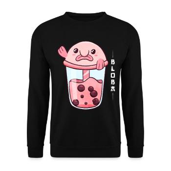 Blobfish Boba Bubble Milk Tea - Unisex Sweatshirt - black - Front - Alina (178cm) & Michal (187cm)