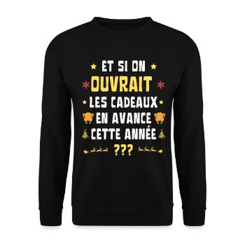 Inflation Ouvrir les Cadeaux en Avance - Sweat-shirt Unisexe - noir - Devant - Alina (178cm) & Michal (187cm)
