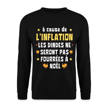 inflation dinde noël Humour - Sweat-shirt Unisexe - noir - Devant - Alina (178cm) & Michal (187cm)